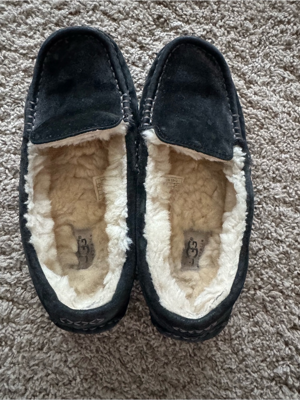 UGG Men’s Black Suede Shearling-Lined Moccasin Slippers